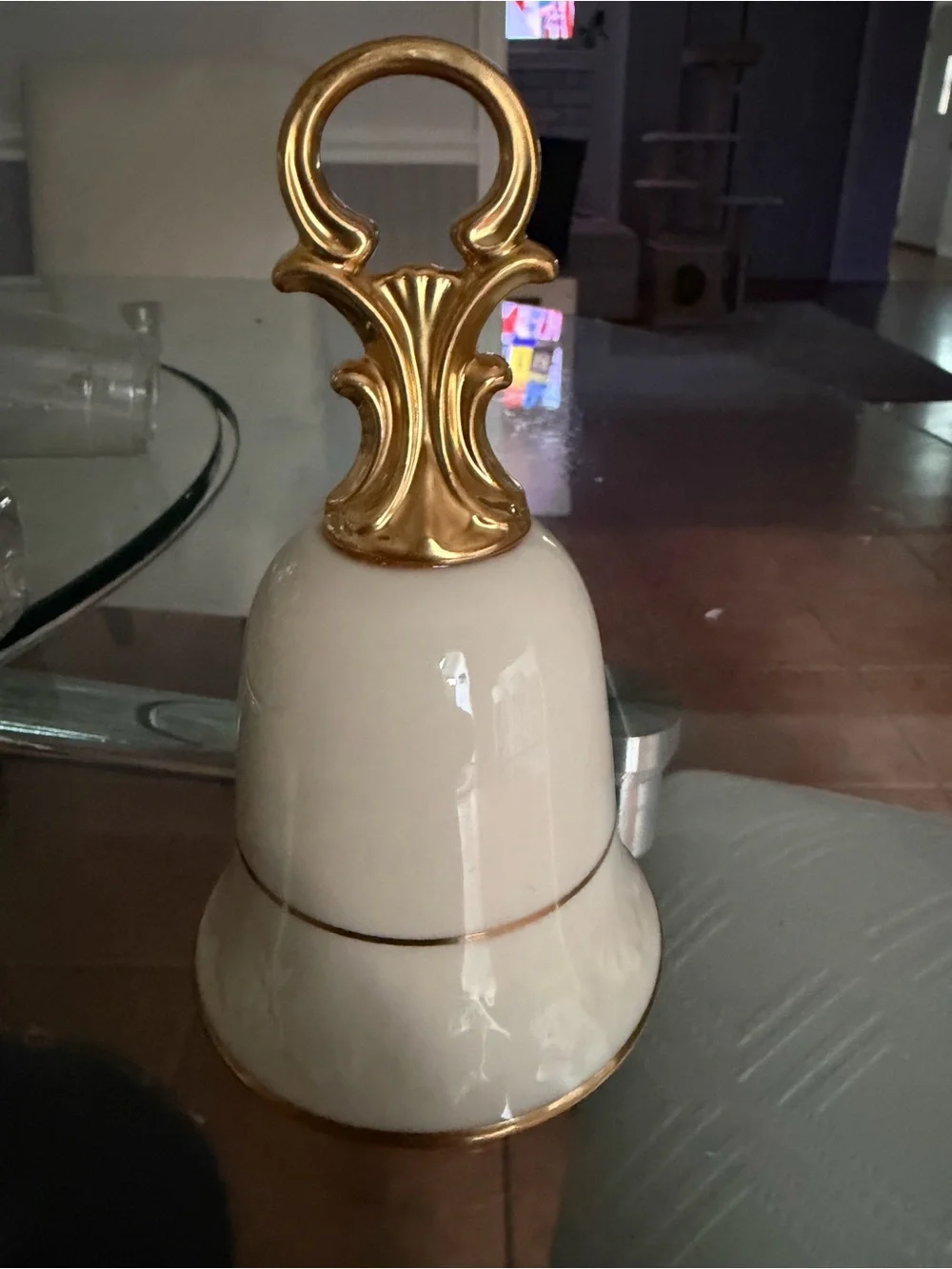 Lenox Cream Bell with Gold Handle and Trim